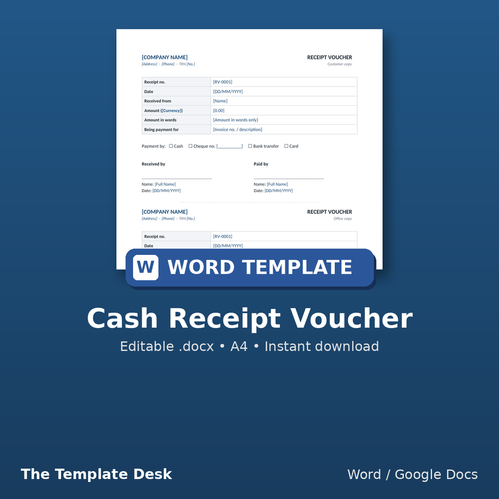 Cash Receipt Voucher – cover
