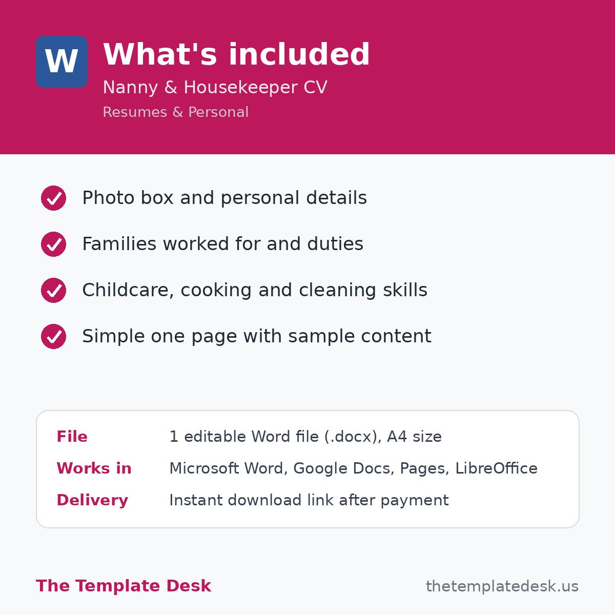 Nanny & Housekeeper CV – what's included