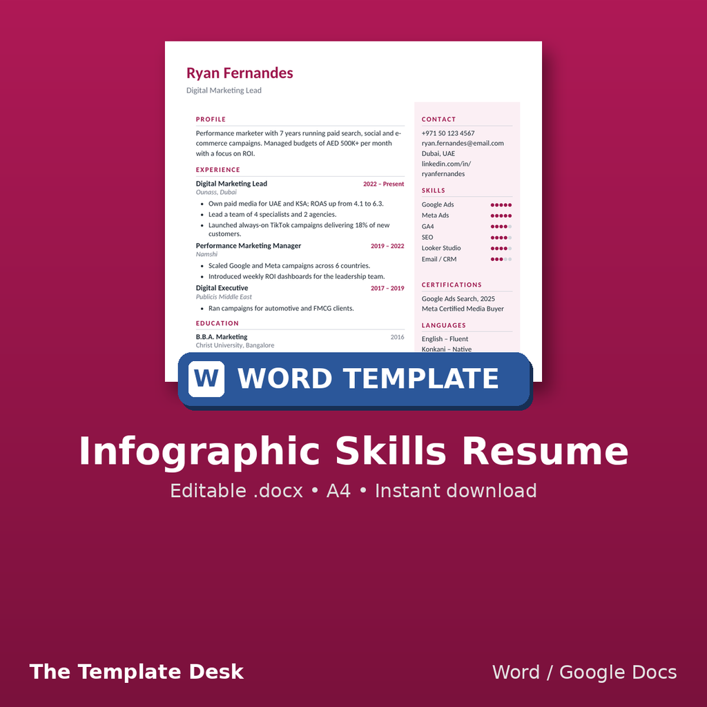 Infographic Skills Resume – cover