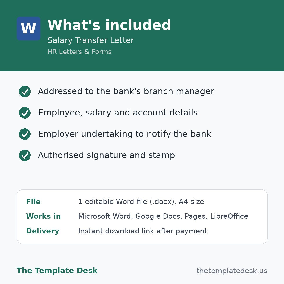 Salary Transfer Letter – what's included