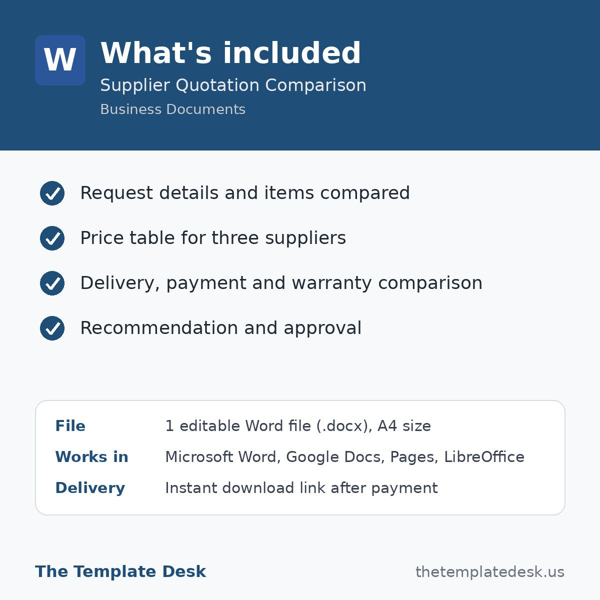 Supplier Quotation Comparison – what's included
