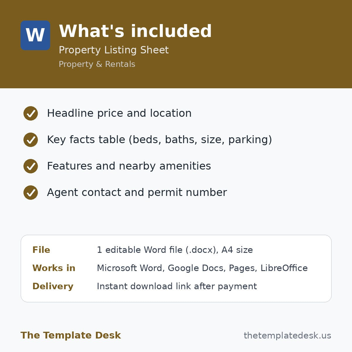 Property Listing Sheet – what's included