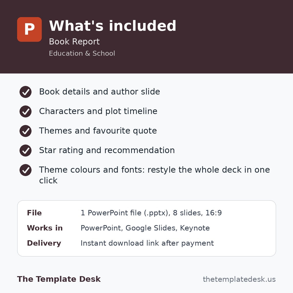 Book Report – what's included