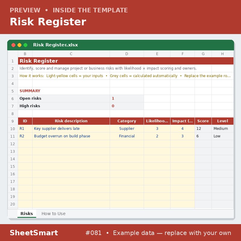 Risk Register – sheet preview