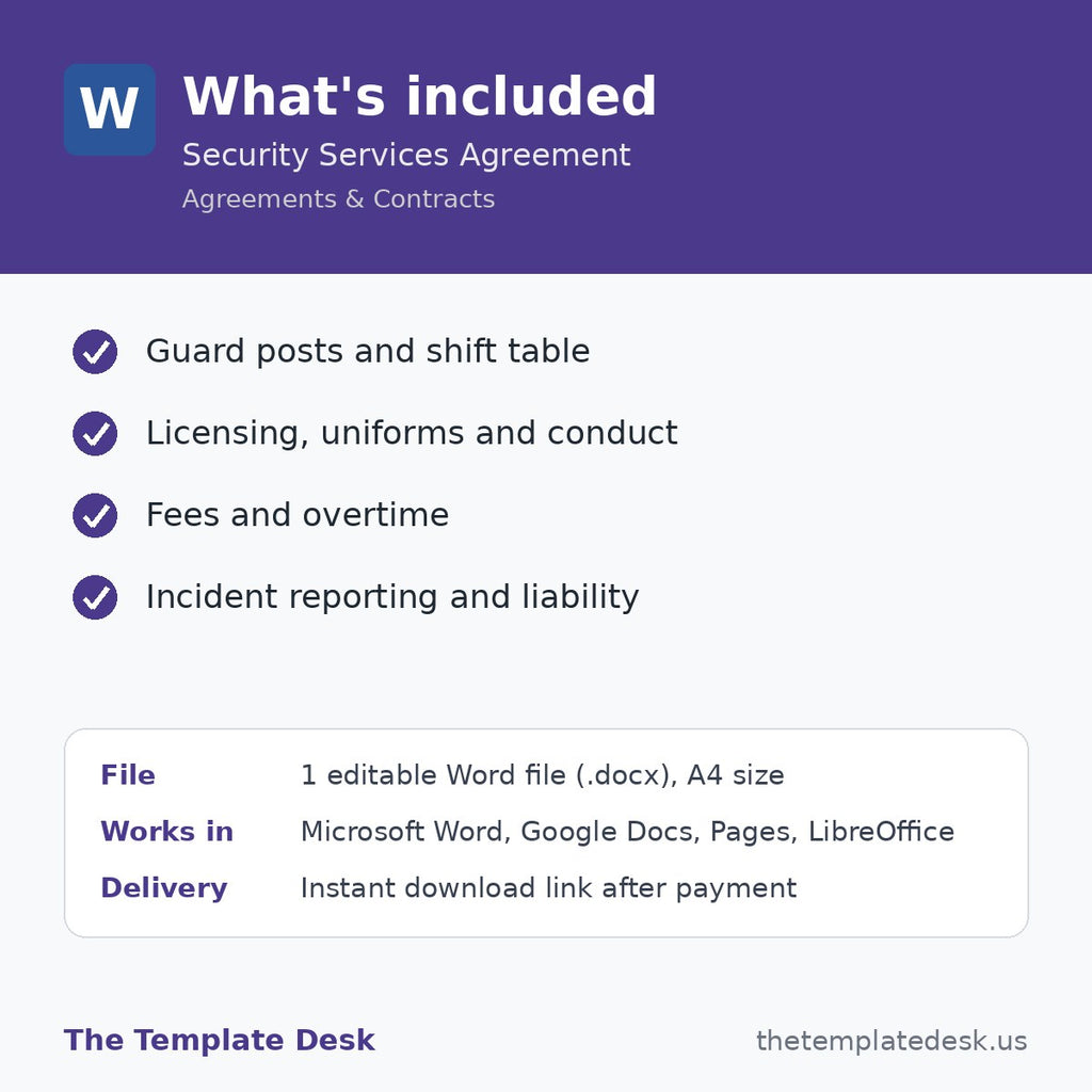 Security Services Agreement – what's included