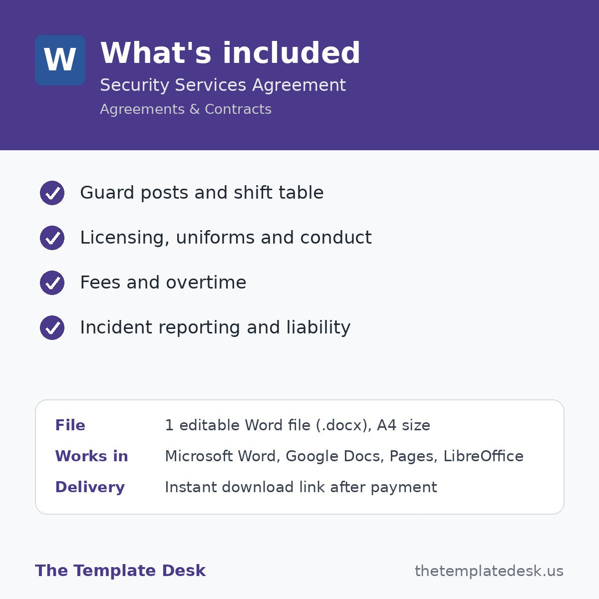 Security Services Agreement – what's included