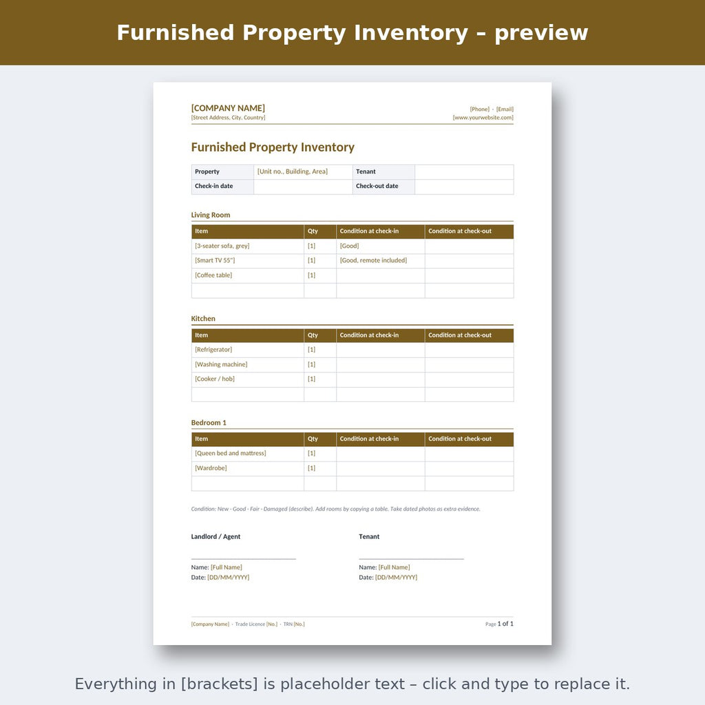 Furnished Property Inventory – preview
