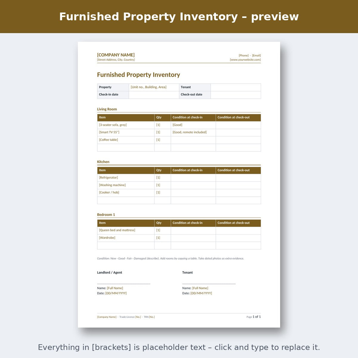 Furnished Property Inventory – preview