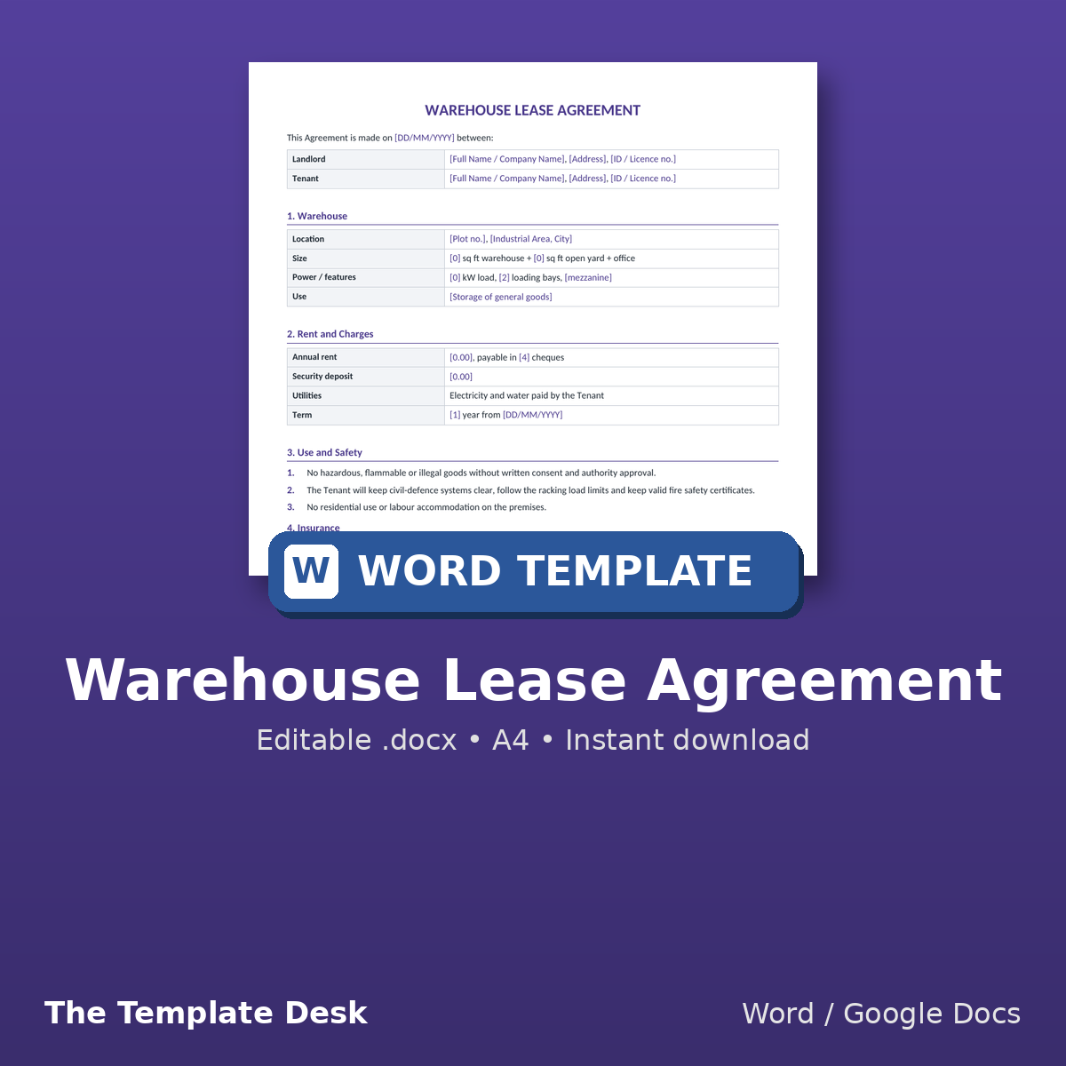 Warehouse Lease Agreement – cover