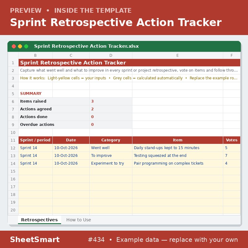 Sprint Retrospective Action Tracker – sheet preview