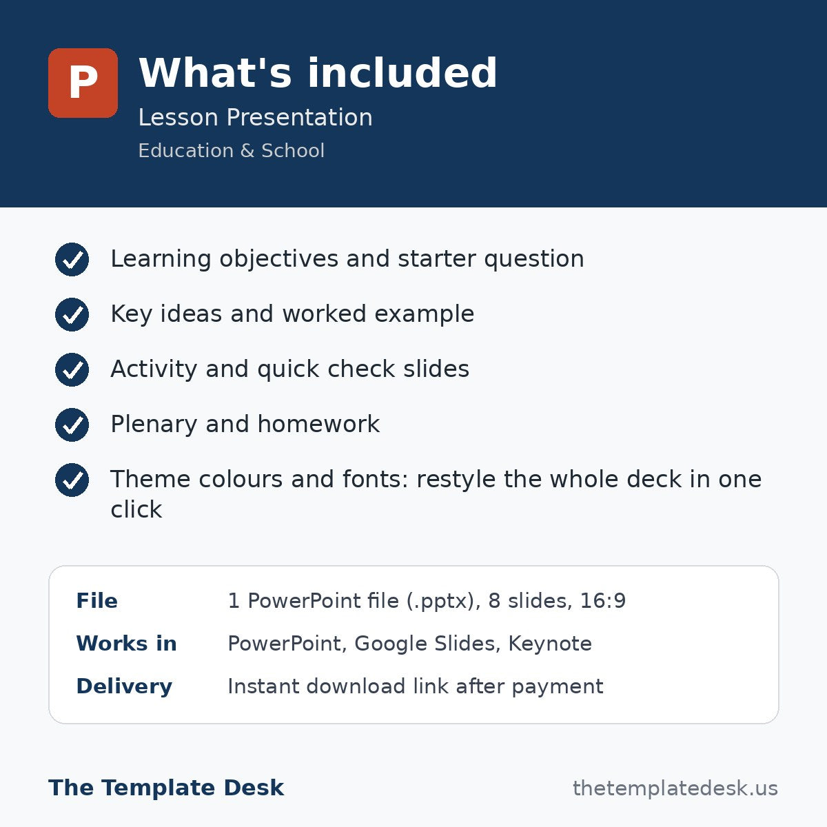 Lesson Presentation – what's included