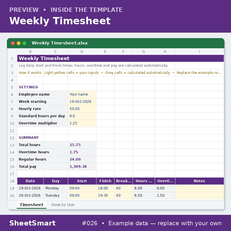Weekly Timesheet – sheet preview