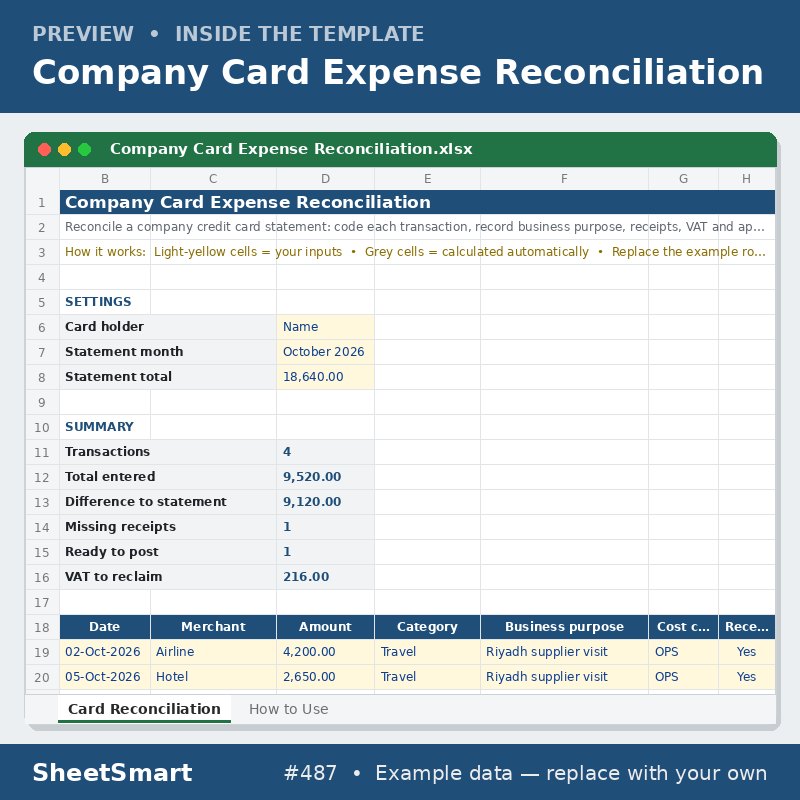 Company Card Expense Reconciliation – sheet preview
