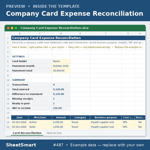Company Card Expense Reconciliation – sheet preview