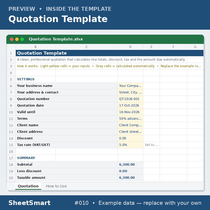 Quotation Template – sheet preview