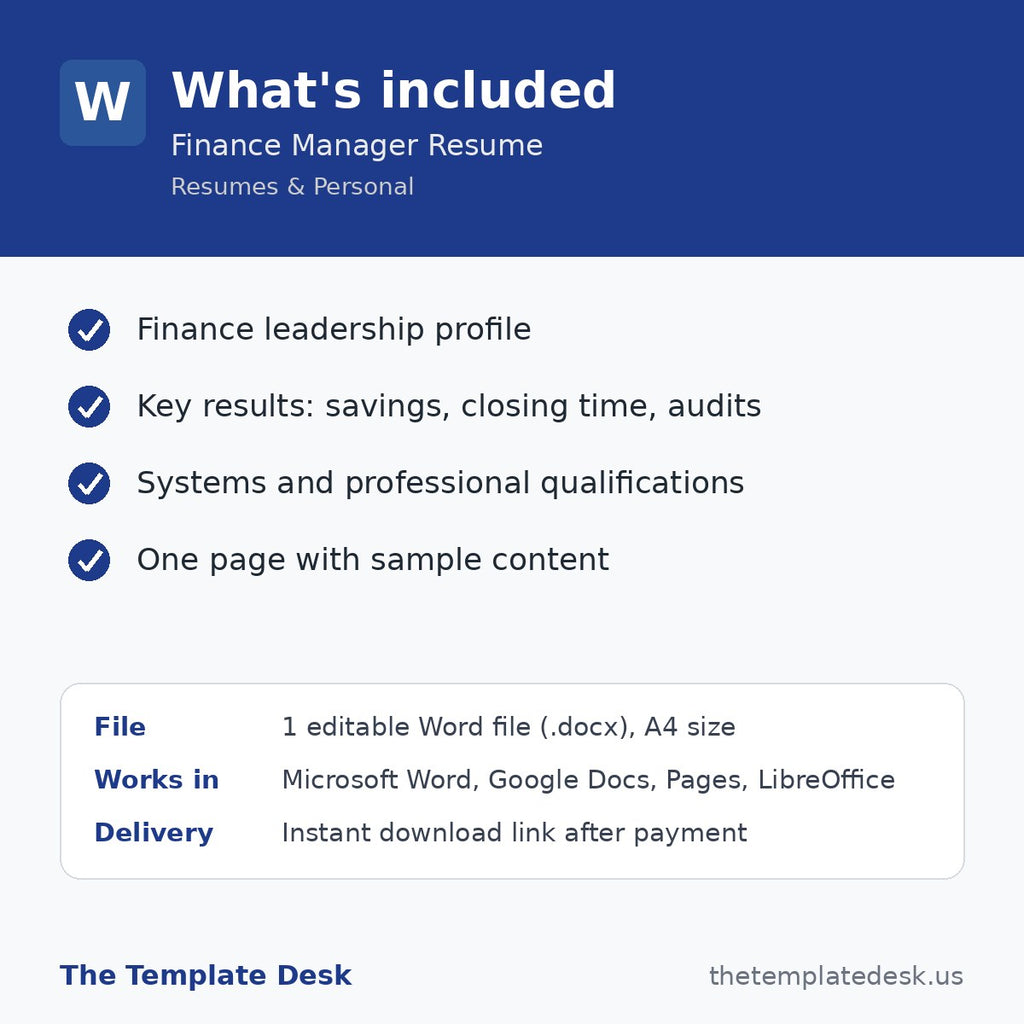 Finance Manager Resume – what's included