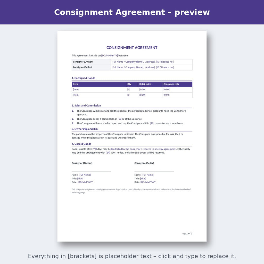 Consignment Agreement – preview