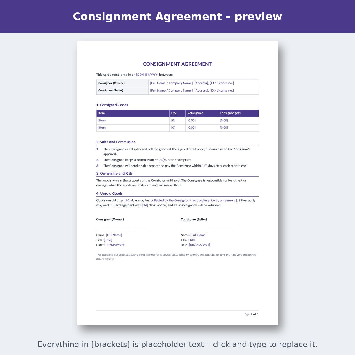 Consignment Agreement – preview