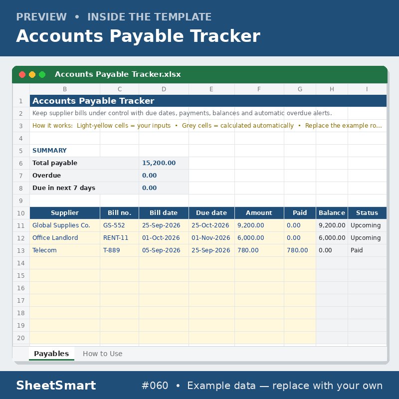 Accounts Payable Tracker – sheet preview