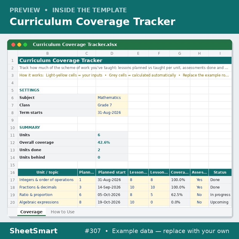 Curriculum Coverage Tracker – sheet preview