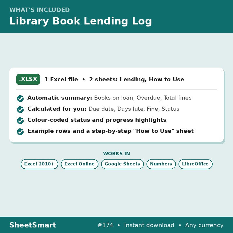 Library Book Lending Log – what's included