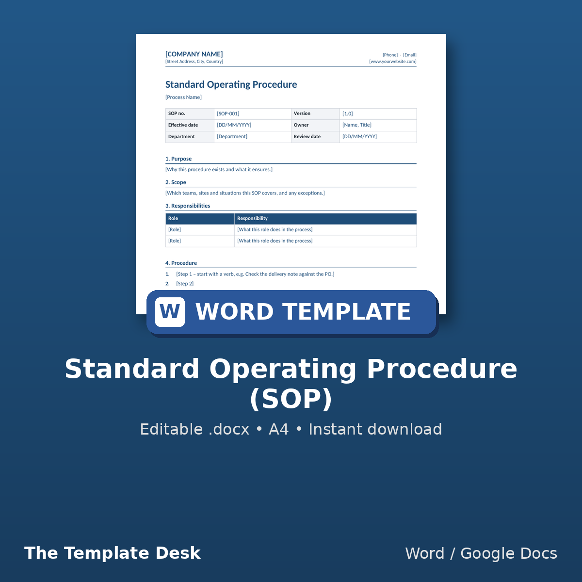 Standard Operating Procedure (SOP) – cover
