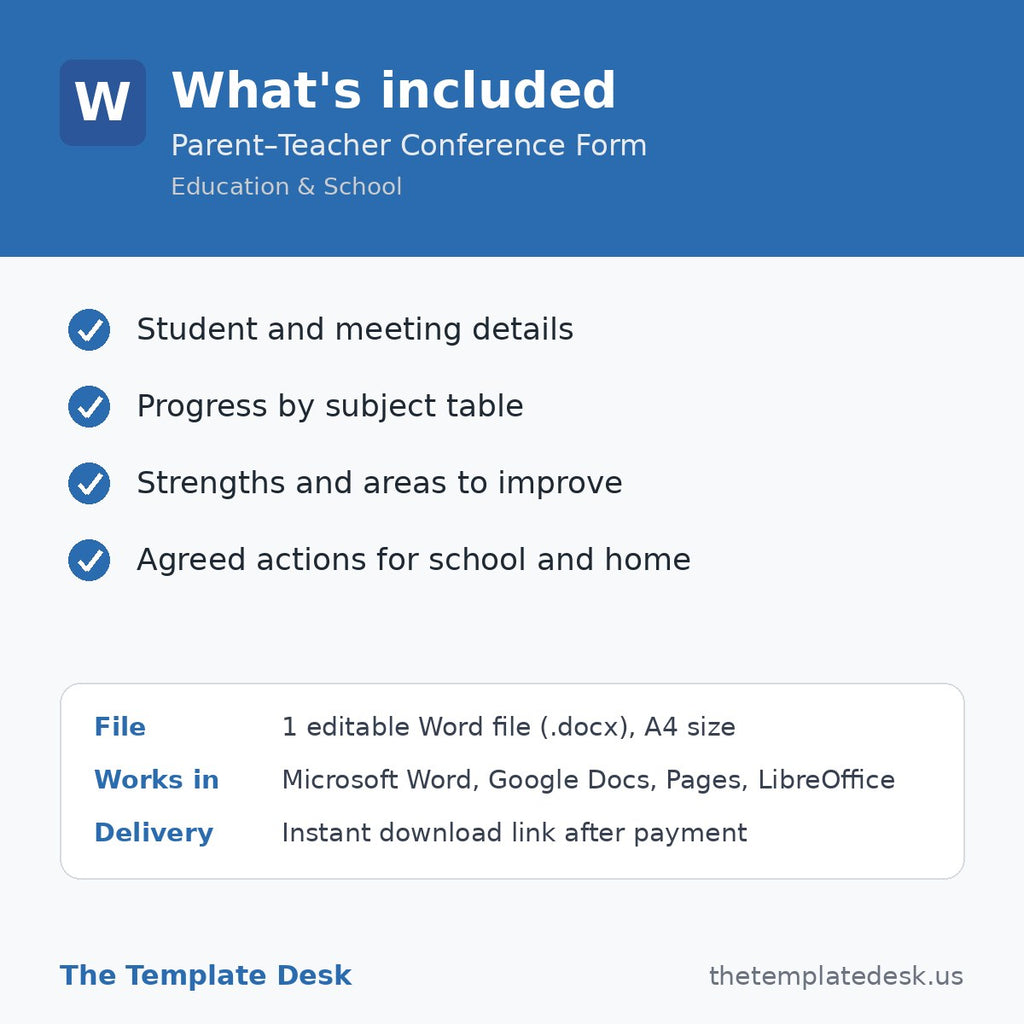 Parent–Teacher Conference Form – what's included