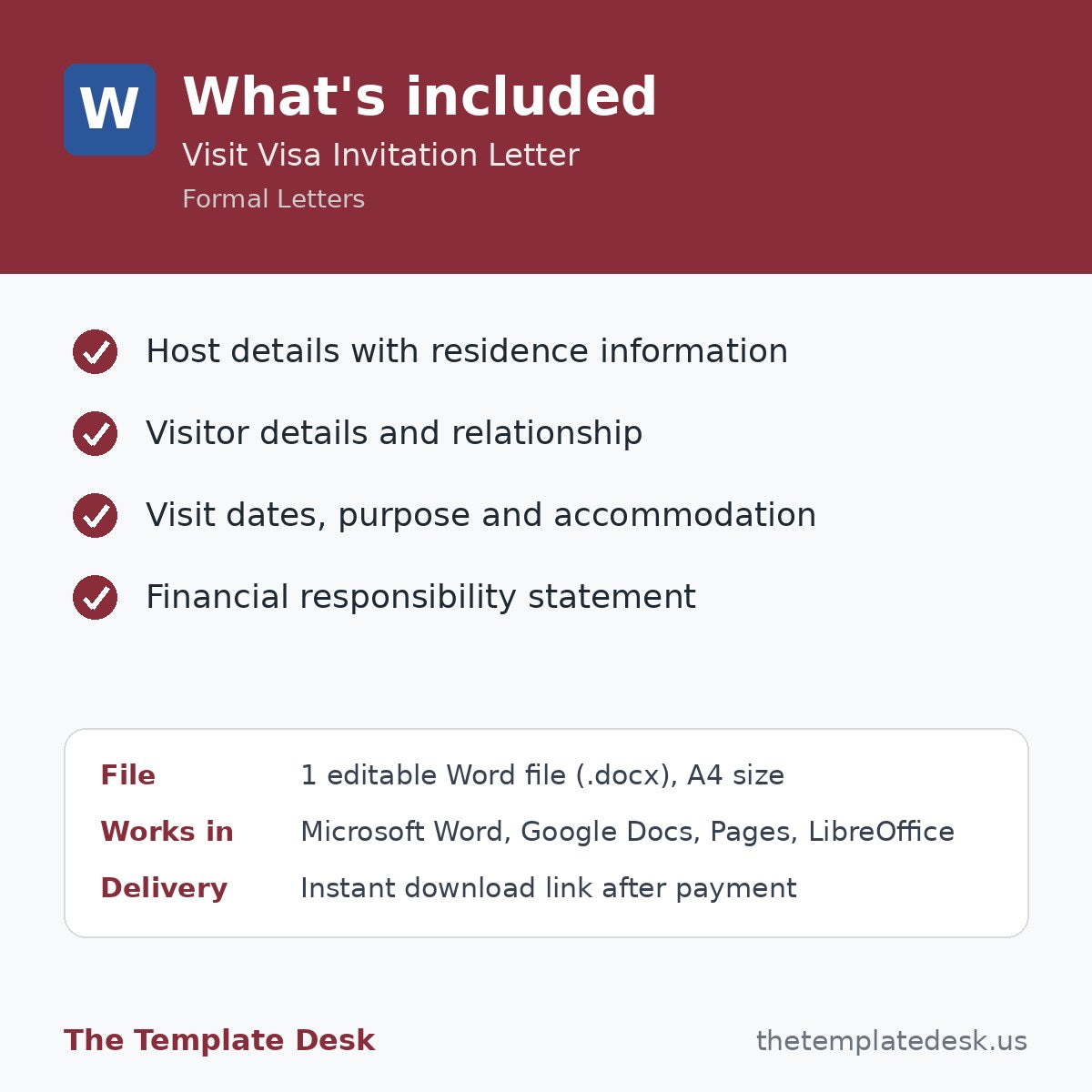 Visit Visa Invitation Letter – what's included