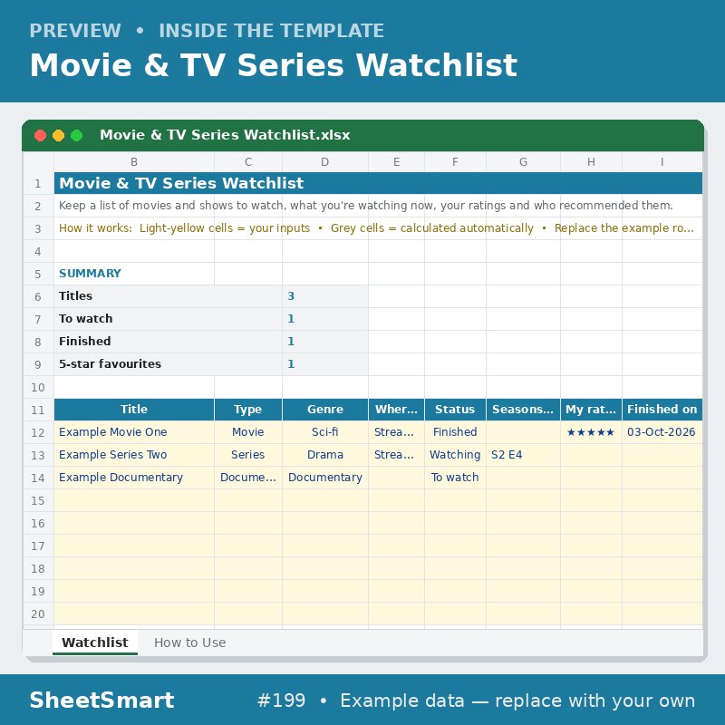 Movie & TV Series Watchlist – sheet preview
