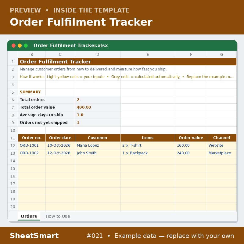 Order Fulfilment Tracker – sheet preview