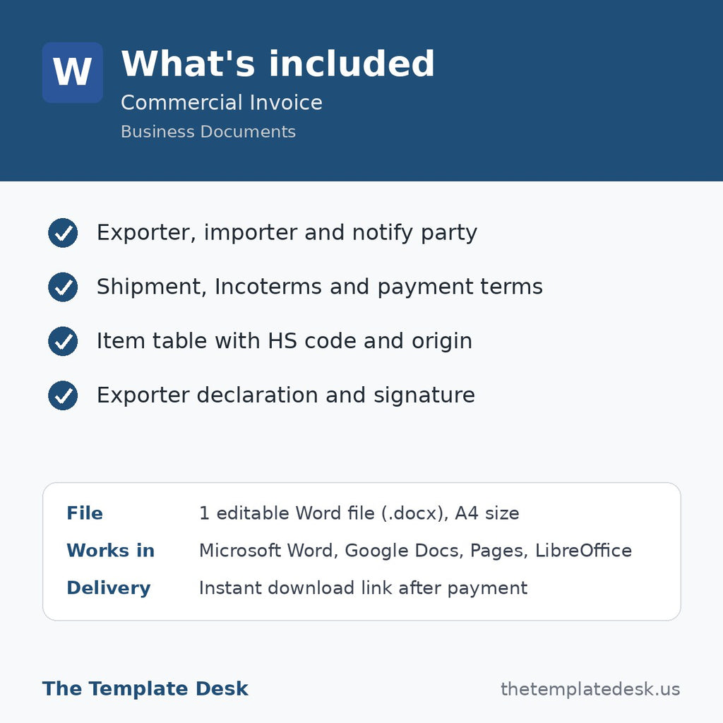 Commercial Invoice – what's included