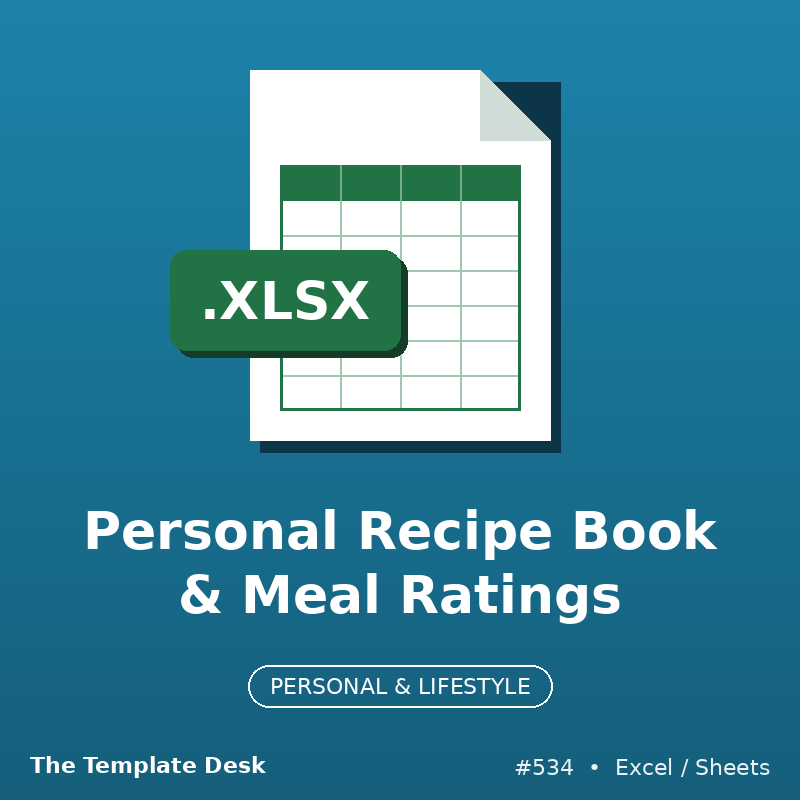 Personal Recipe Book & Meal Ratings – Excel template