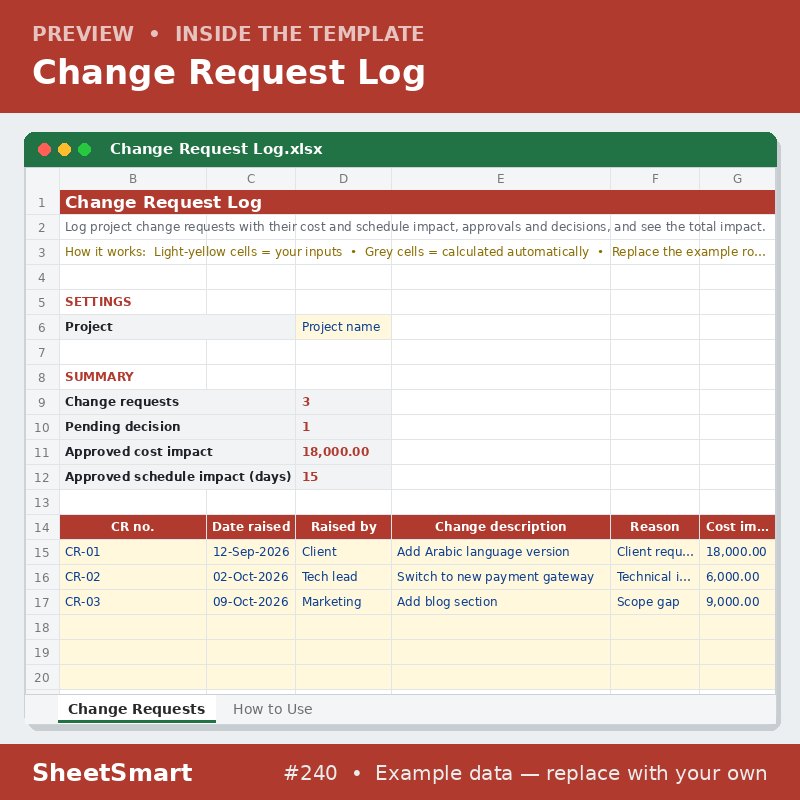 Change Request Log – sheet preview