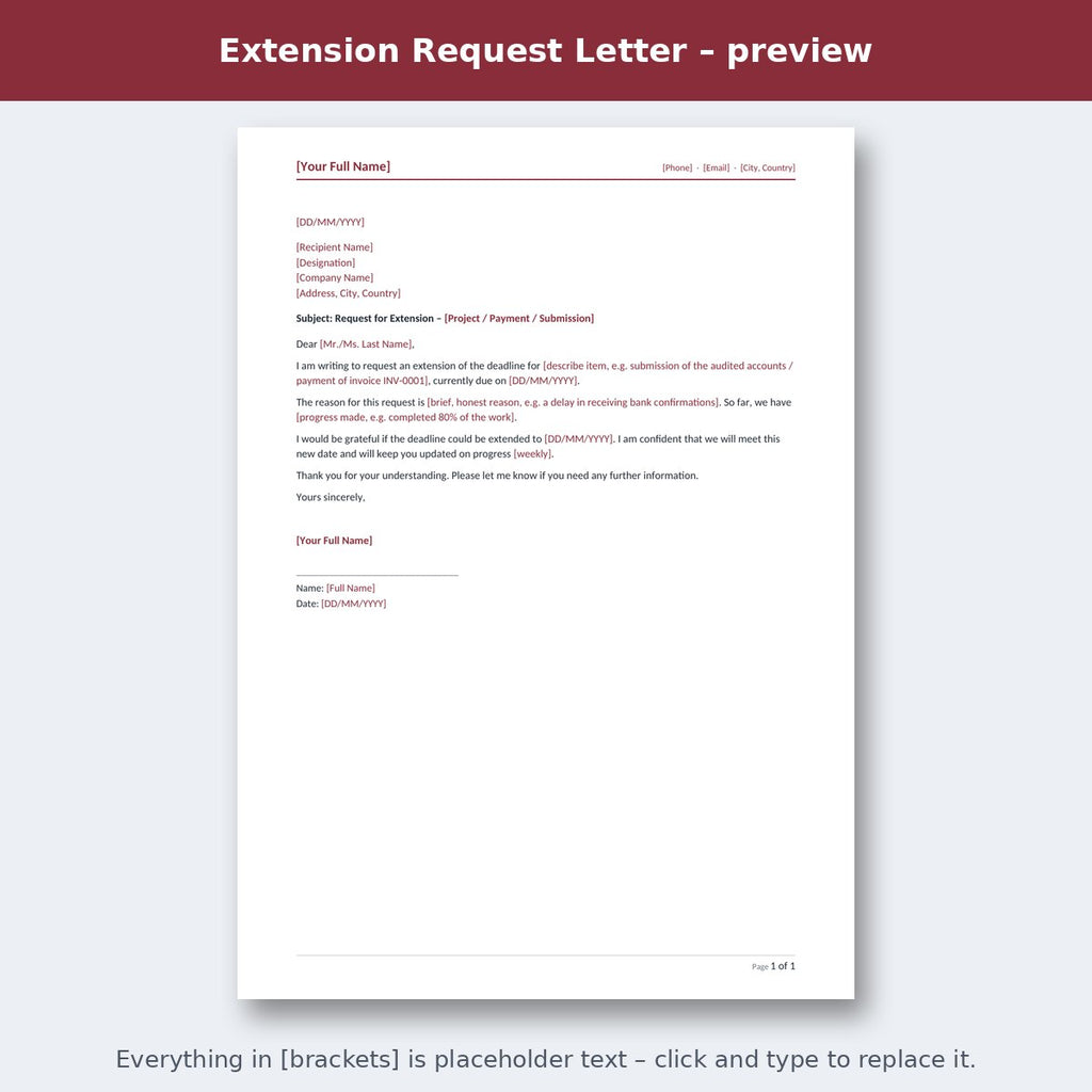 Extension Request Letter – preview