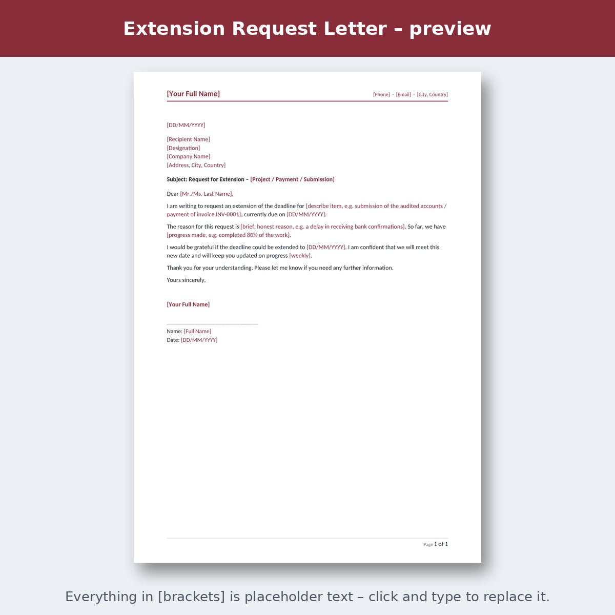 Extension Request Letter – preview