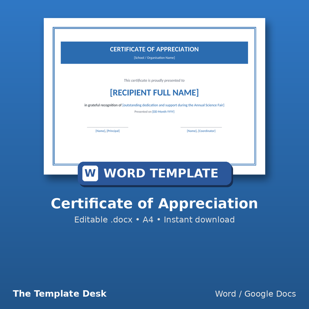 Certificate of Appreciation – cover