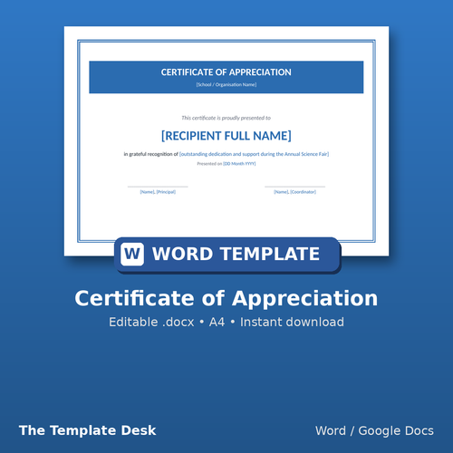 Certificate of Appreciation – cover