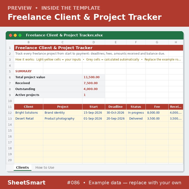 Freelance Client & Project Tracker – sheet preview