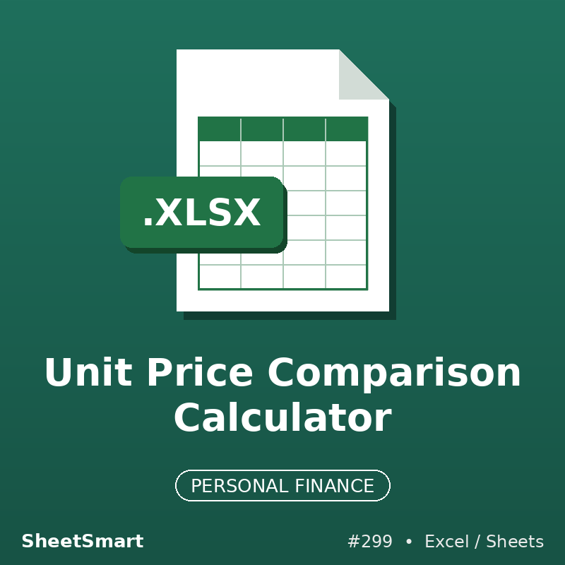 Unit Price Comparison Calculator – Excel template