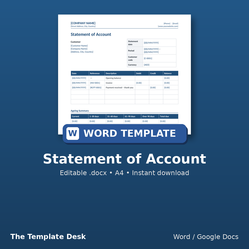 Statement of Account – cover