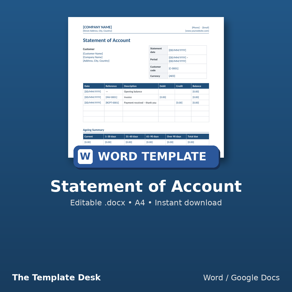 Statement of Account – cover
