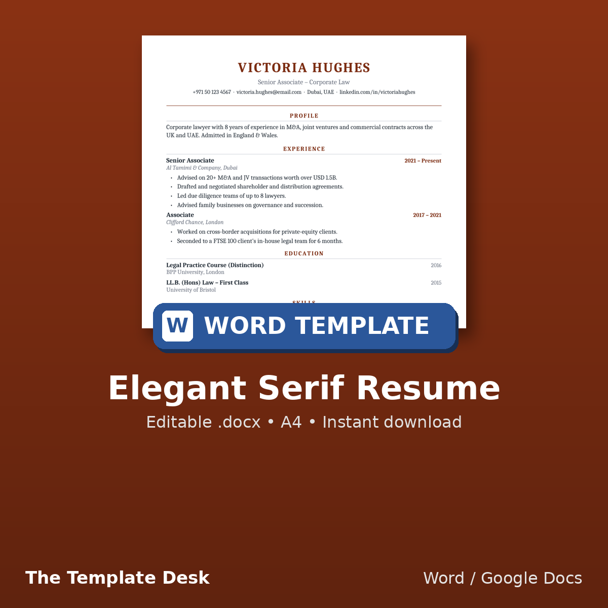 Elegant Serif Resume – cover