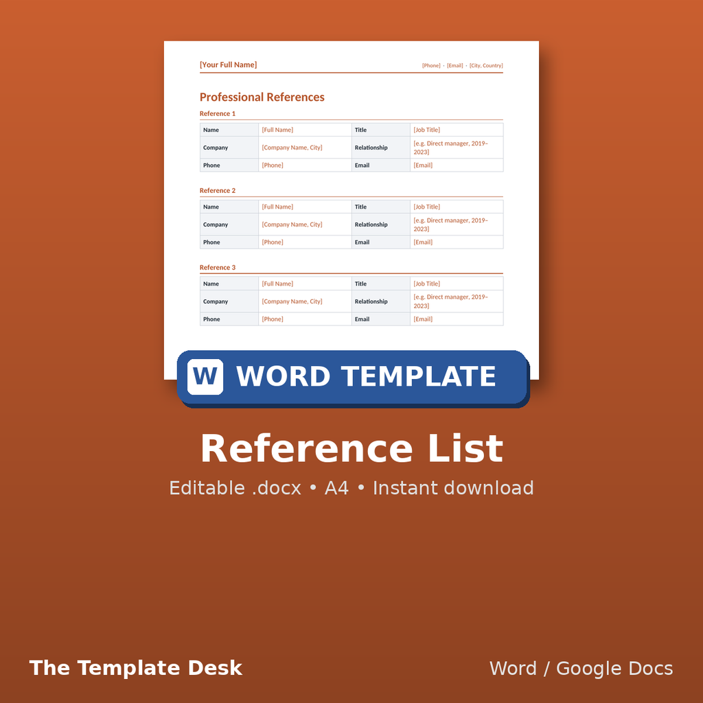 Reference List – cover