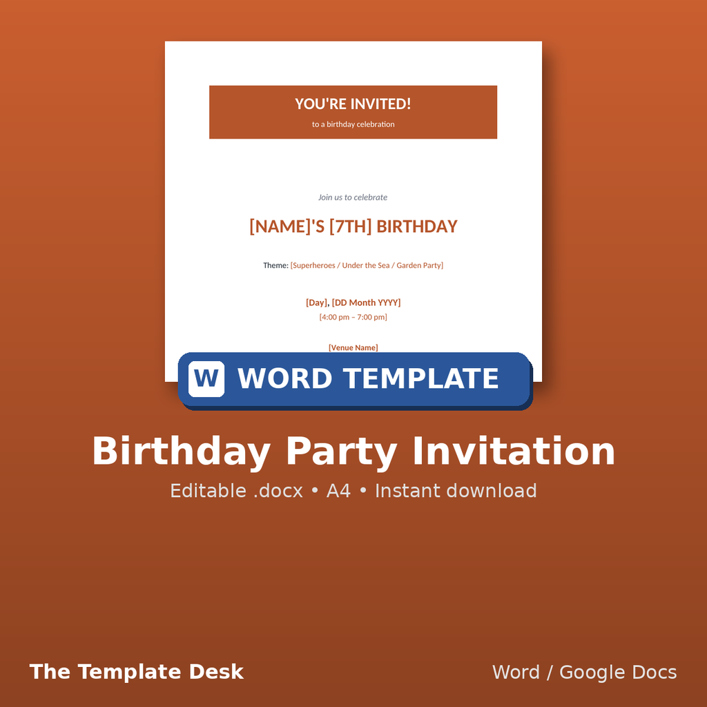 Birthday Party Invitation – cover