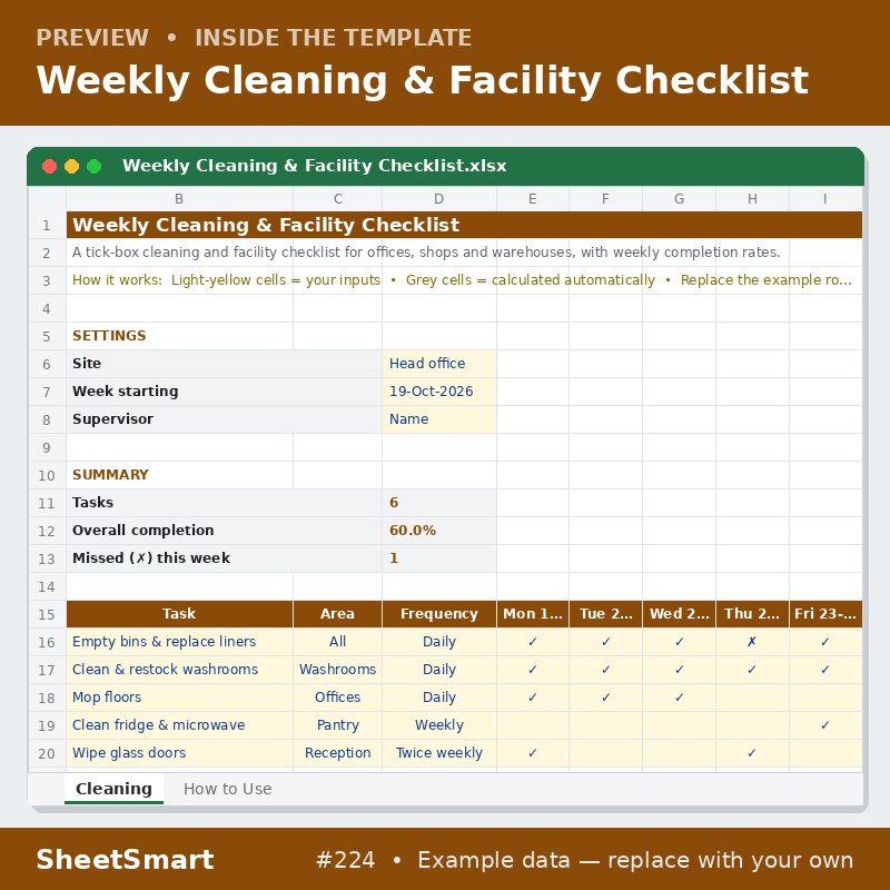 Weekly Cleaning & Facility Checklist – sheet preview