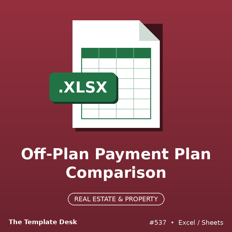 Off-Plan Payment Plan Comparison – Excel template