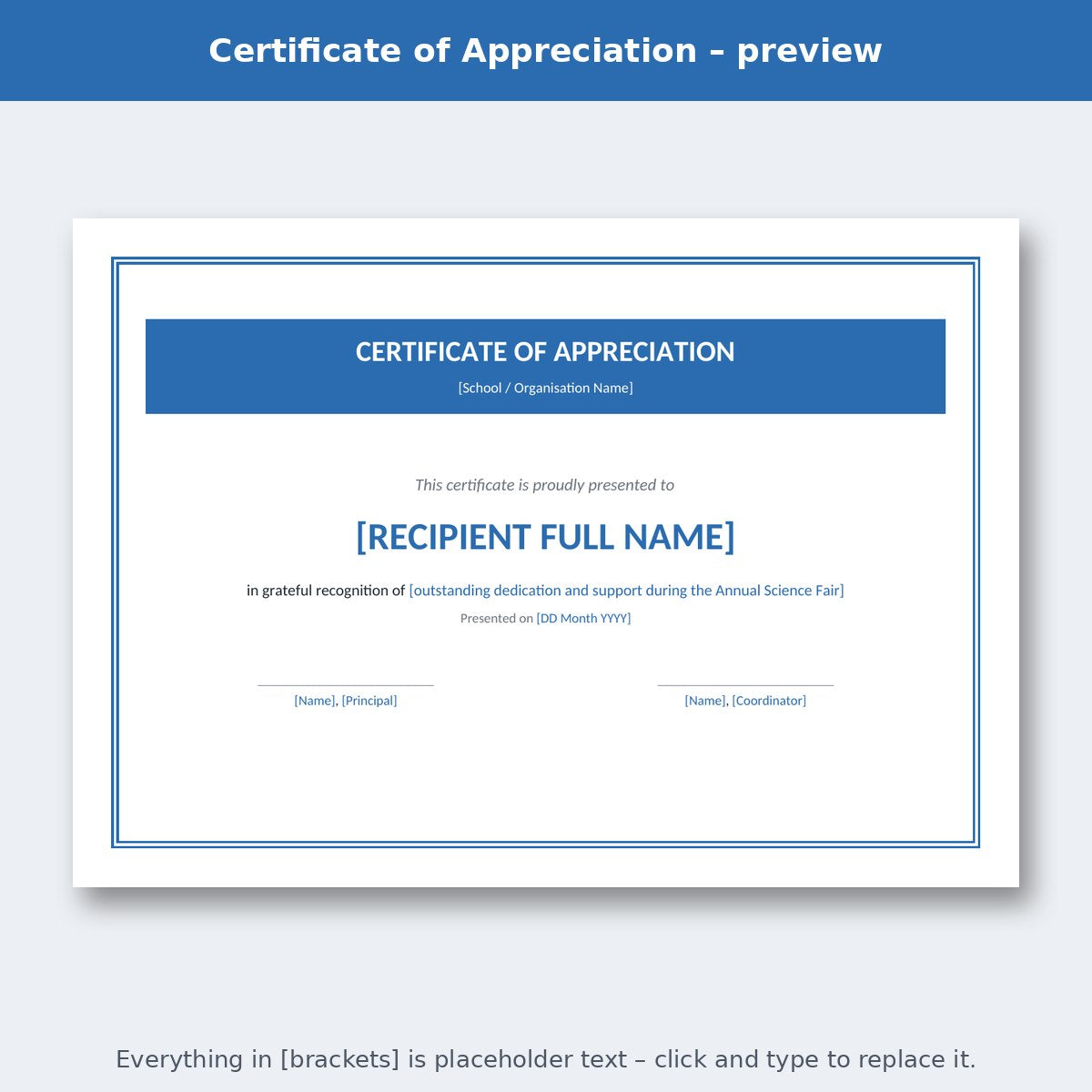 Certificate of Appreciation – preview