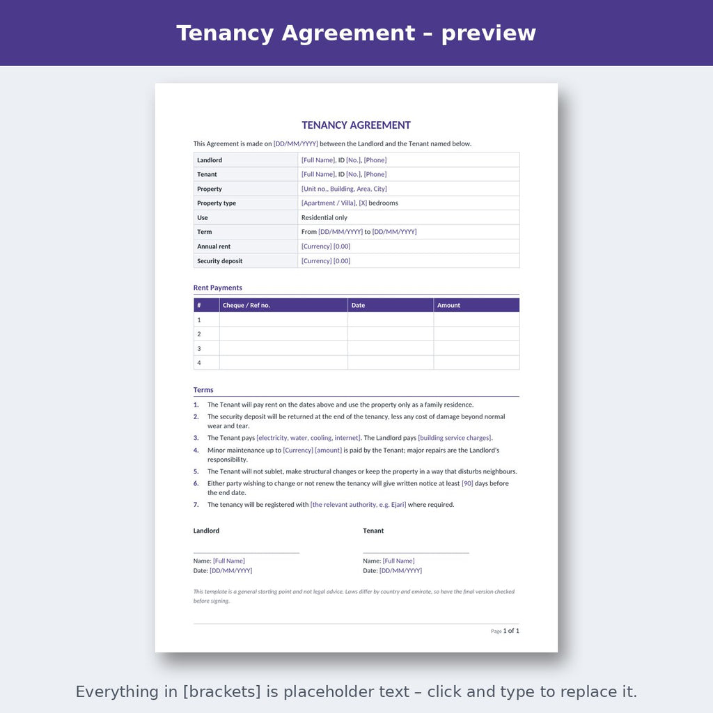 Tenancy Agreement – preview
