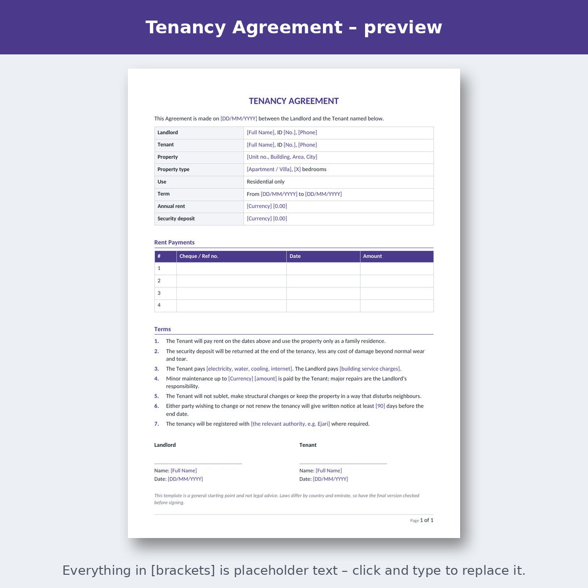 Tenancy Agreement – preview