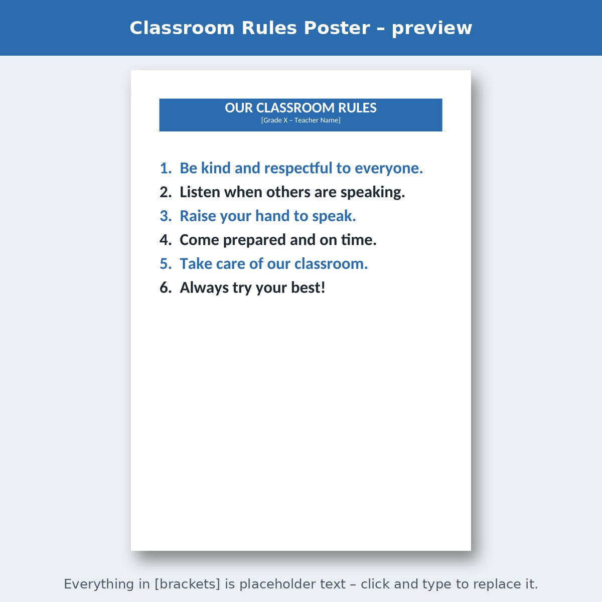 Classroom Rules Poster – preview